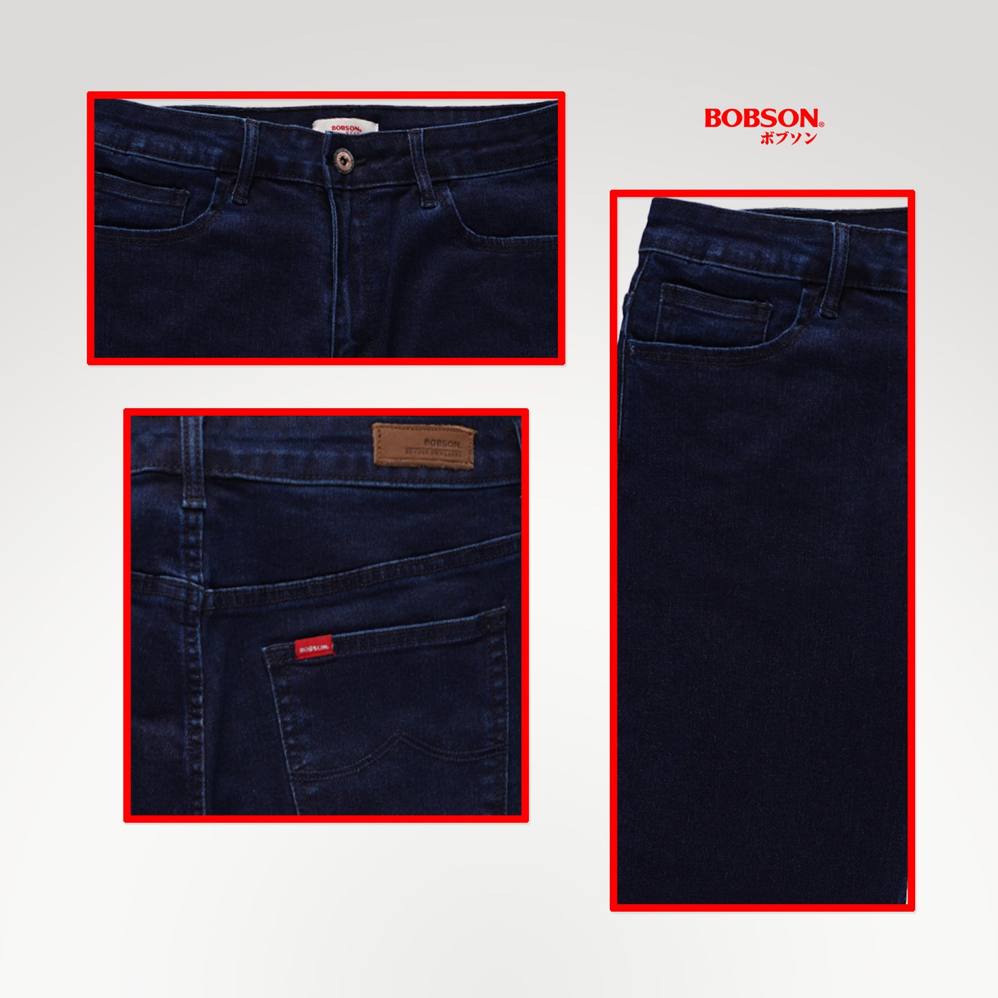 Bobson Japanese Ladies Basic Denim Pants Boyfriend Jeans 192150-U (Dark Shade)