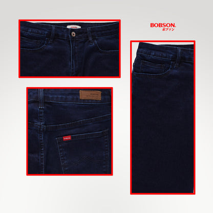 Bobson Japanese Ladies Basic Denim Pants Boyfriend Jeans 192150-U (Dark Shade)