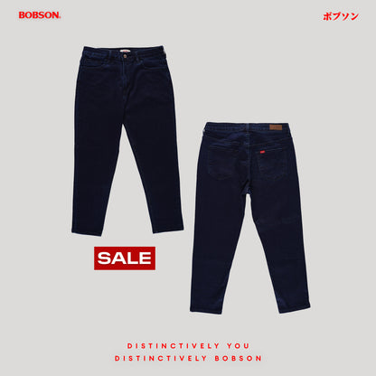 Bobson Japanese Ladies Basic Denim Pants Boyfriend Jeans 192150-U (Dark Shade)
