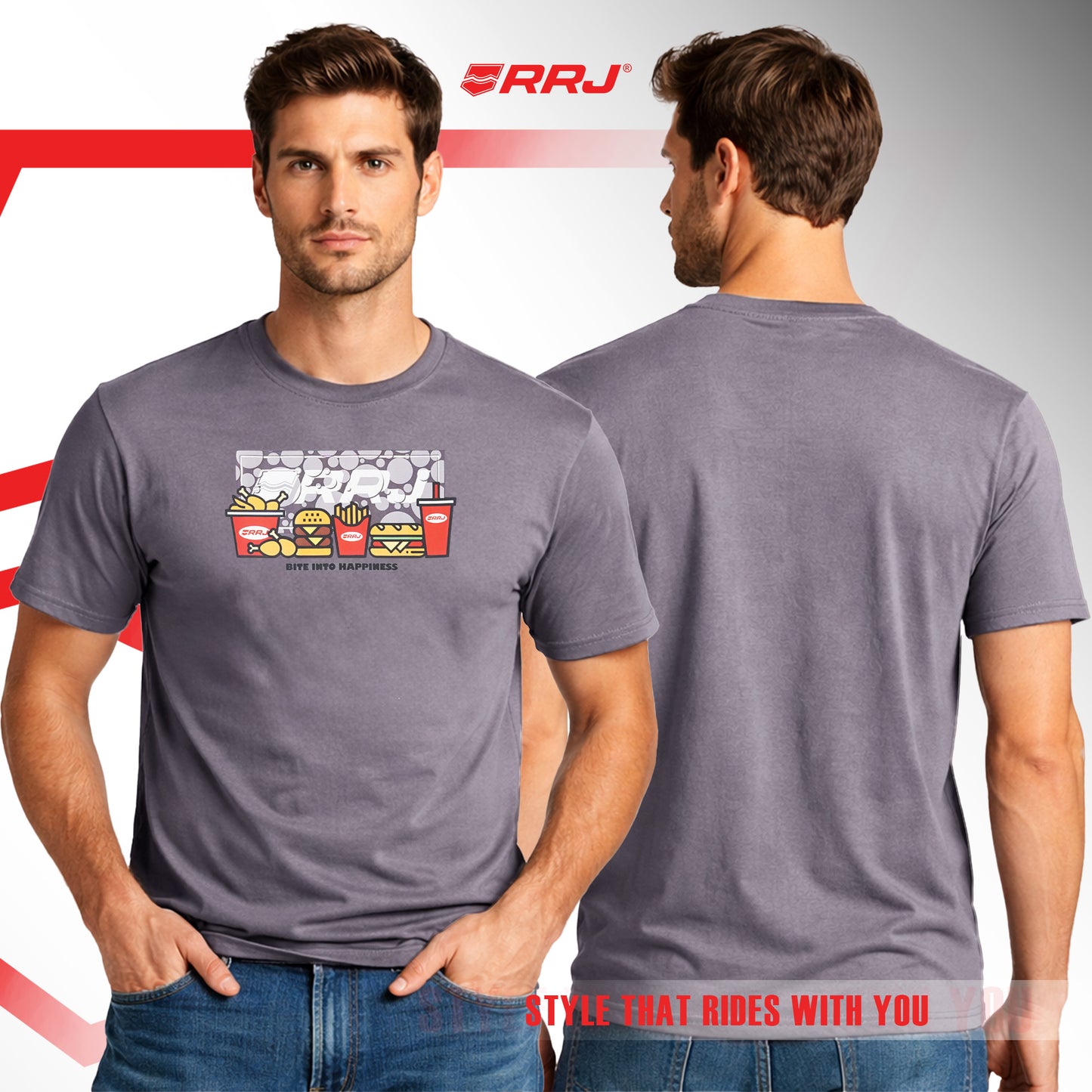 RRJ Men's Basic Tees Comfort Fitting 196939 (Dark Gray)