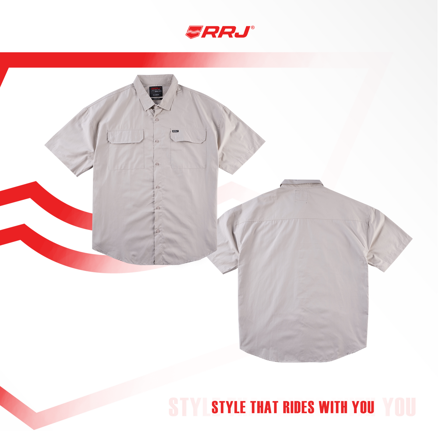 RRJ Men's Basic Woven Shirt Oversized Fitting 201688 (Beige)