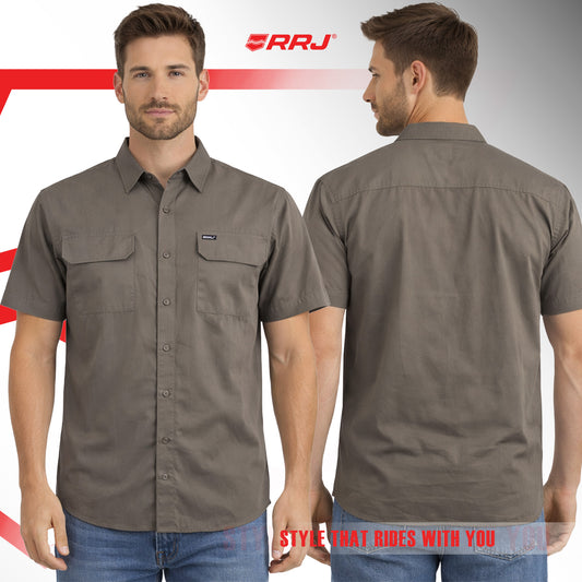 RRJ Men's Basic Woven Shirt Oversized Fitting 201688 (Taupe)