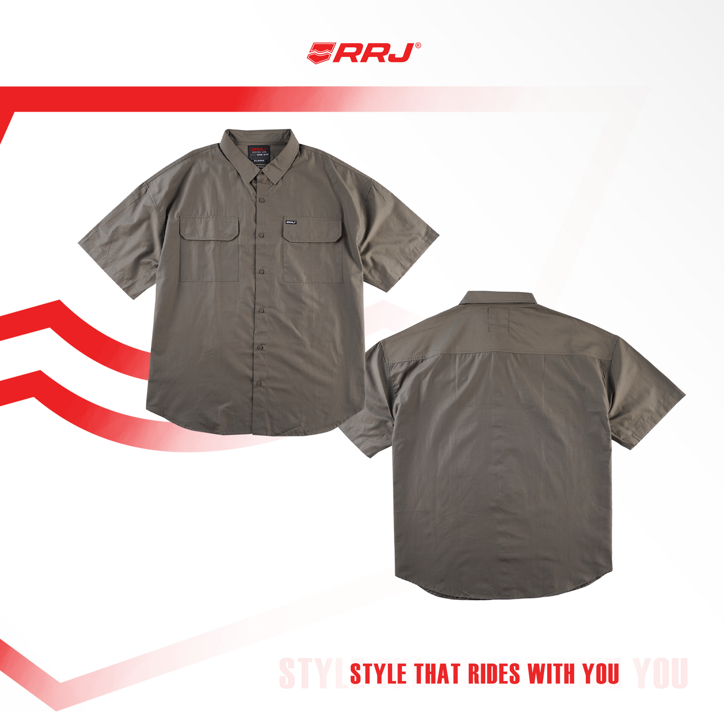 RRJ Men's Basic Woven Shirt Oversized Fitting 201688 (Taupe)