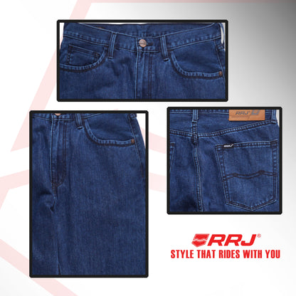 RRJ Men's Basic Denim Pants Loose Mid-Waist Fitting 199046-U (Dark Shade)