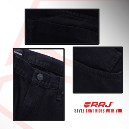 RRJ Men's Basic Denim Pants Regular Mid-Waist Fitting 196883 (Black)