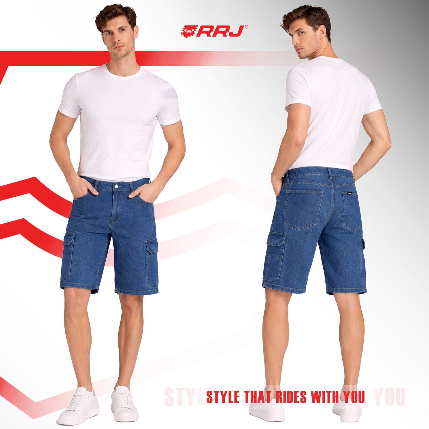 RRJ Men's Basic Non-Denim Cargo Short Mid-Rise Fitting 205921 (Dark Shade)