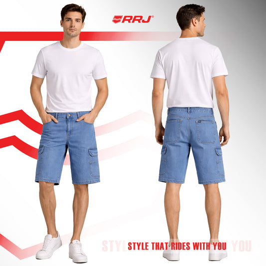 RRJ Men's Basic Non-Denim Cargo Short Mid-Rise Fitting 205921 (Medium Shade)