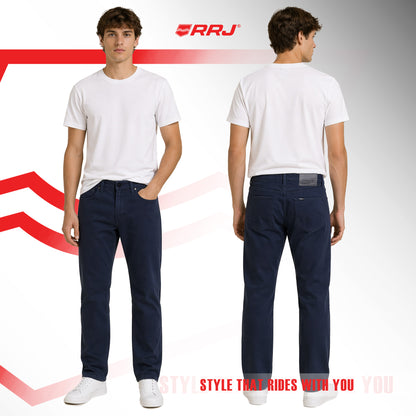 RRJ Men's Basic Denim Pants Skinny Mid-Waist Fitting 189688 (Black Iris)