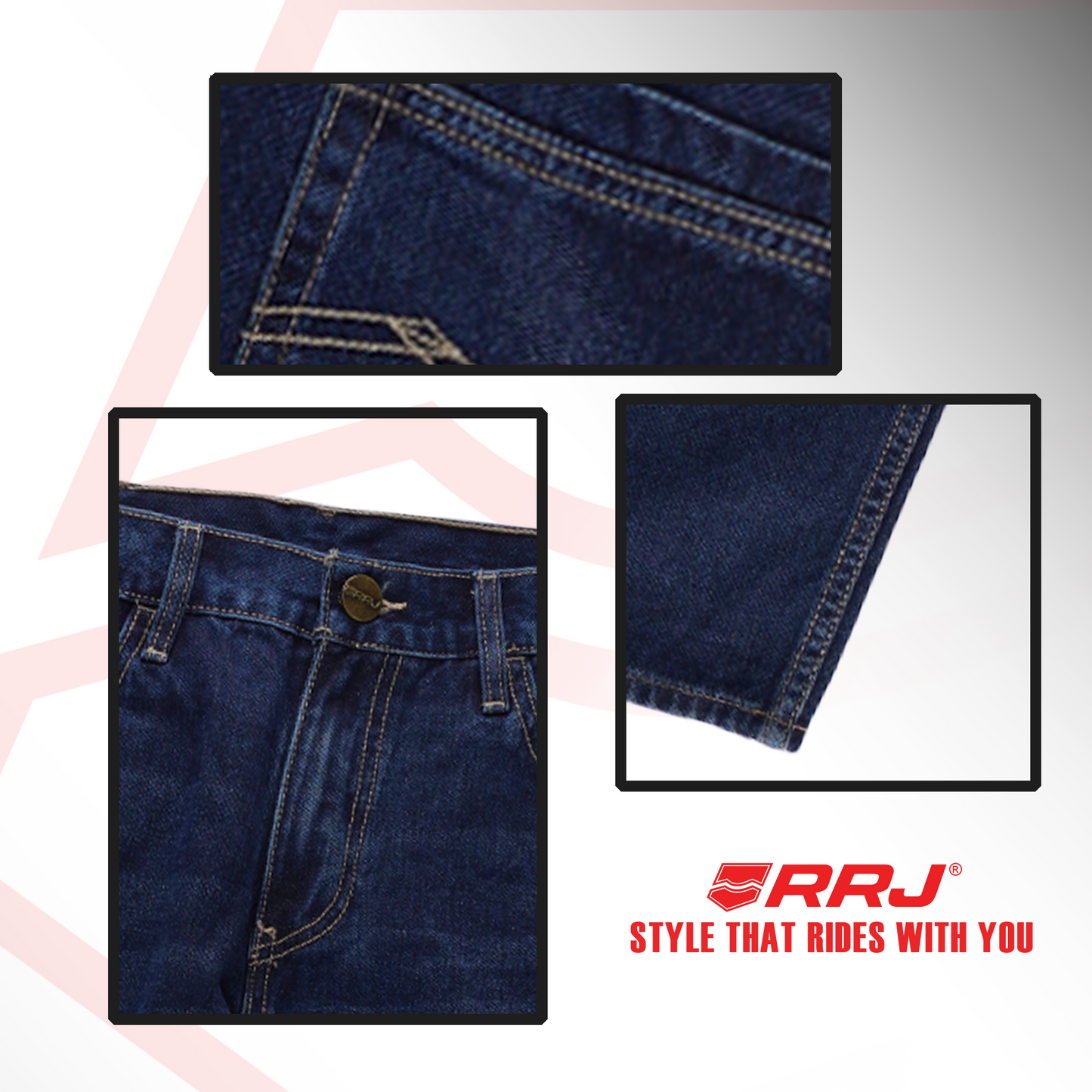 RRJ Men's Basic Denim Classic Pants Mid-Waist Fitting 193353 (Dark Shade)