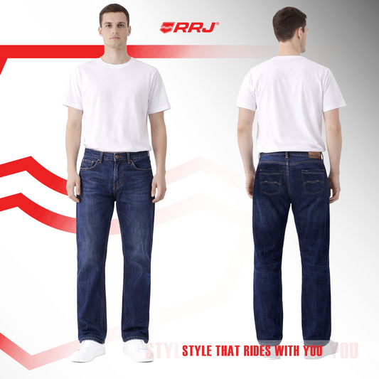 RRJ Men's Basic Denim Classic Pants Mid-Waist Fitting 193353 (Dark Shade)