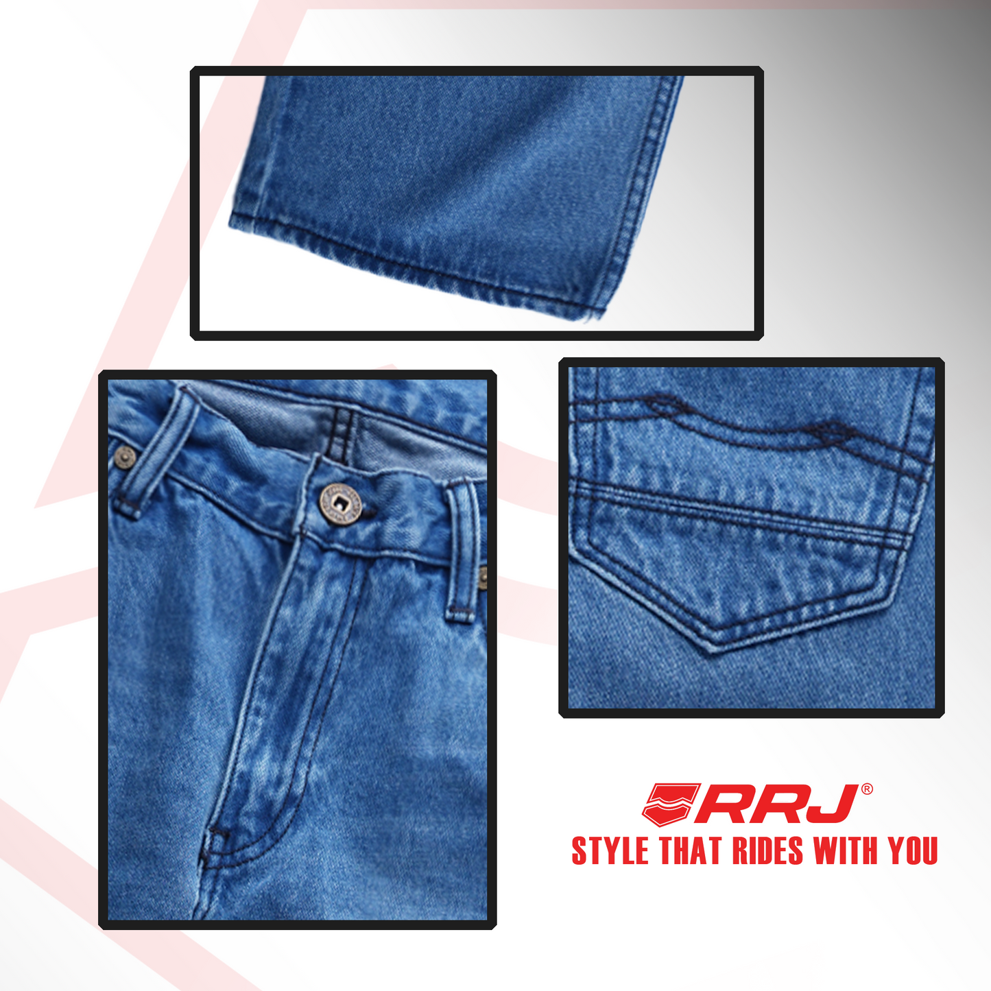 RRJ Men's Basic Denim Pants Regular Mid-Waist Fitting 195349 (Light Shade)