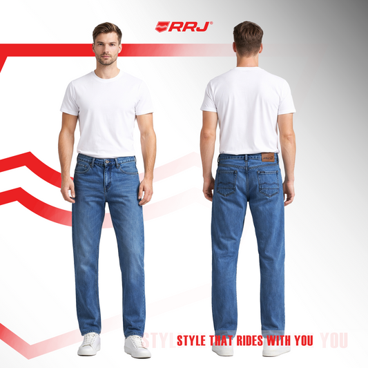 RRJ Men's Basic Denim Pants Regular Mid-Waist Fitting 195349 (Light Shade)
