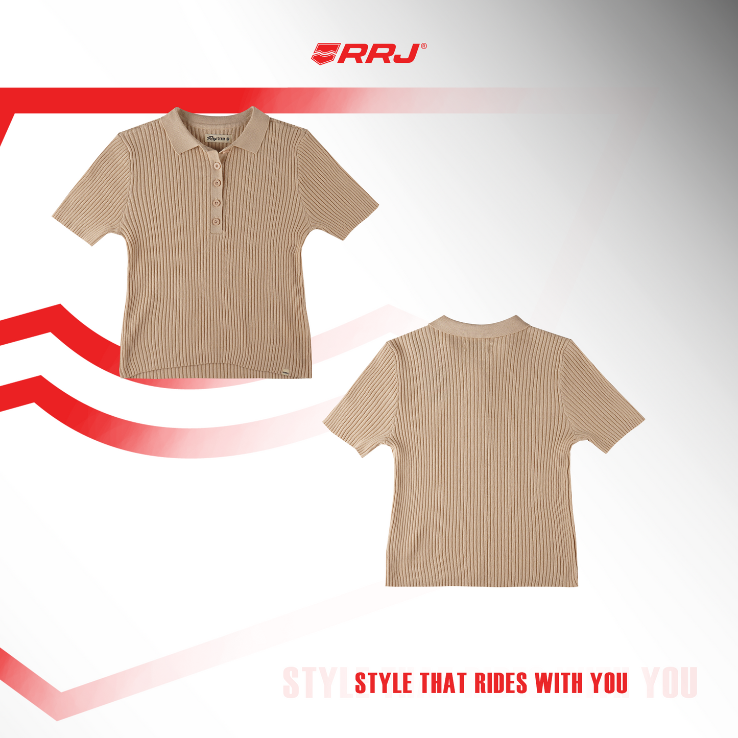 RRJ Ladies Basic Collared Shirt Regular Fitting 204809 (Beige)