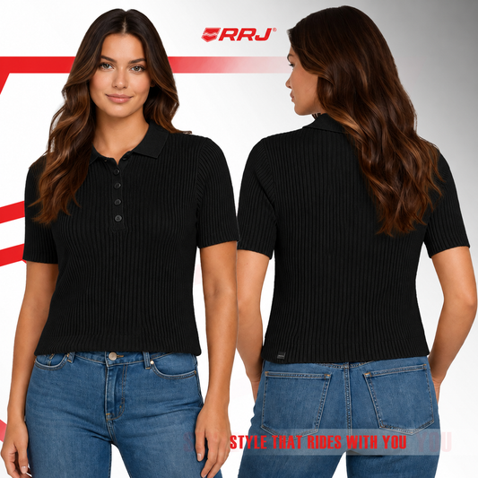 RRJ Ladies Basic Collared Shirt Regular Fitting 204809 (Black)