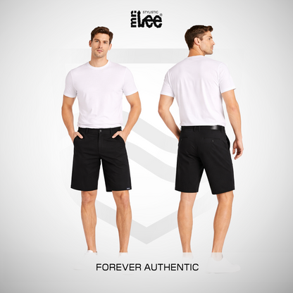 Stylistic Mr. Lee Men's Basic Non-Denim Tapered Short Mid Waist 194673 (Black)