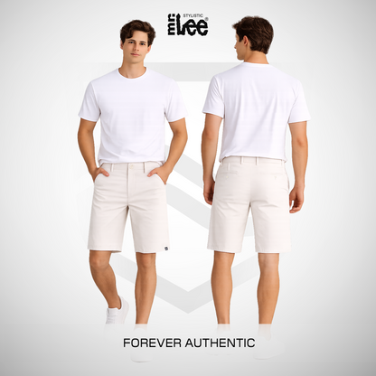 Stylistic Mr. Lee Men's Basic Non-Denim Tapered Short Mid Waist 194673 (Cream)