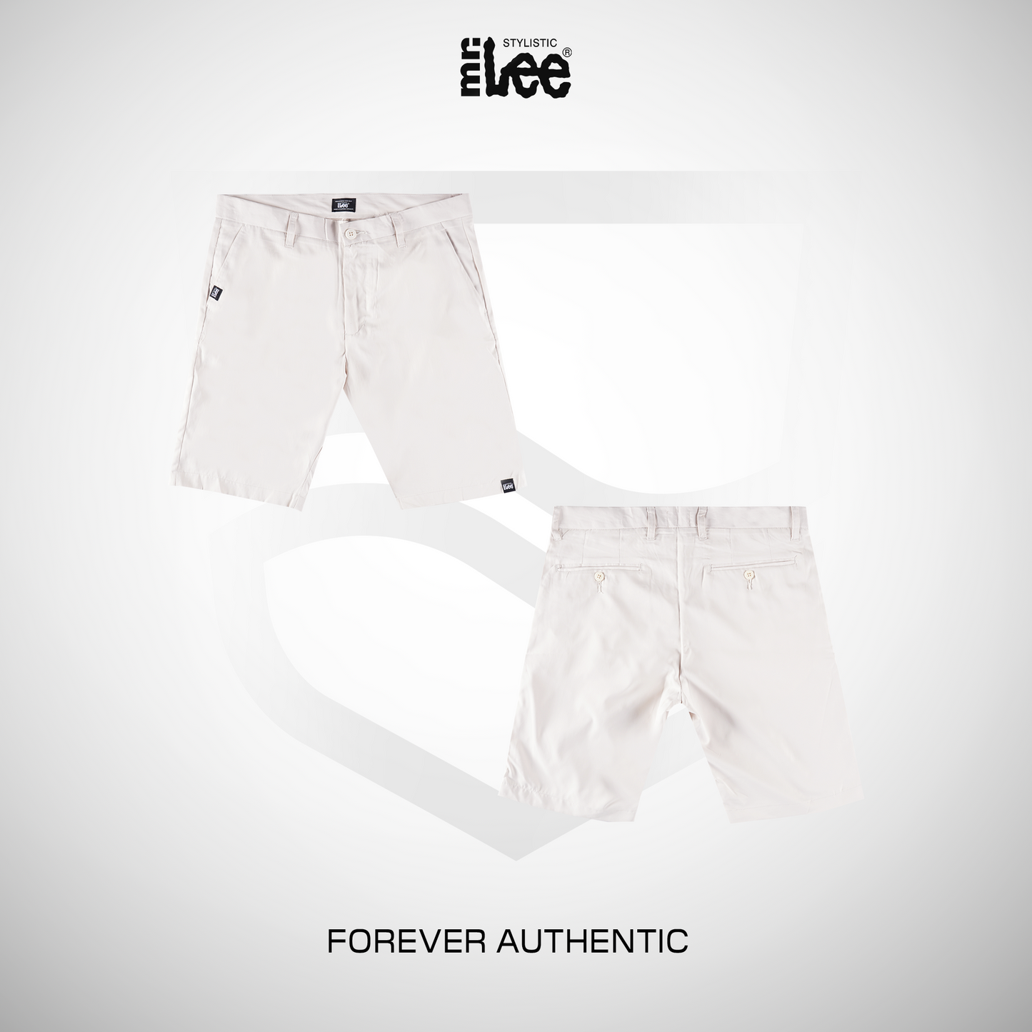 Stylistic Mr. Lee Men's Basic Non-Denim Tapered Short Mid Waist 194673 (Cream)