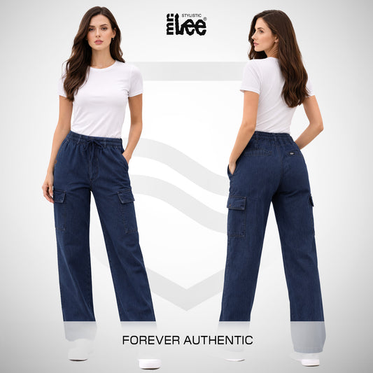 Stylistic Mr. Lee Ladies Basic Denim Pants Cargo Jeans 202258 (Dark Shade)