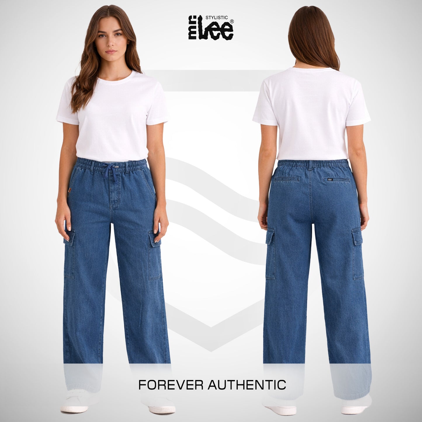 Stylistic Mr. Lee Ladies Basic Denim Pants Cargo Jeans 202258 (Medium Shade)