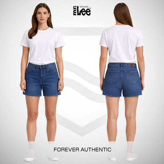 Stylistic Mr. Lee Ladies Basic Denim Baggy Short 198275 (Medium Shade)