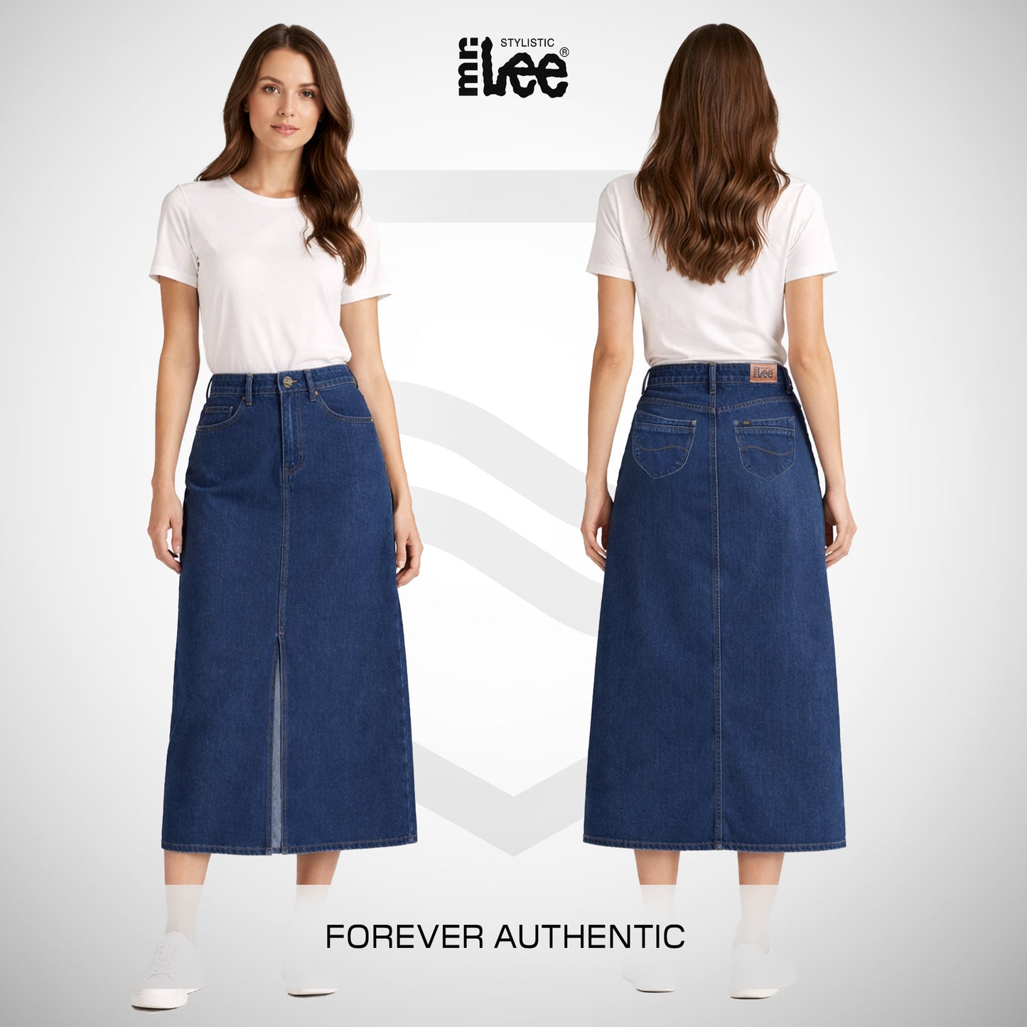 Stylistic Mr. Lee Ladies Basic Denim Skirt 195331 (Medium Shade)