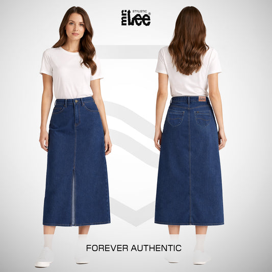 Stylistic Mr. Lee Ladies Basic Denim Skirt 195331 (Medium Shade)