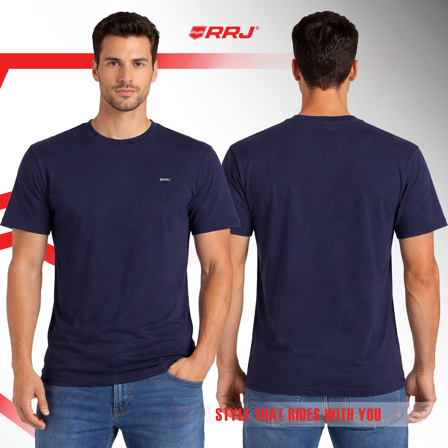 RRJ Men's Basic Tees Semibody Fitting 197556 (Navy)