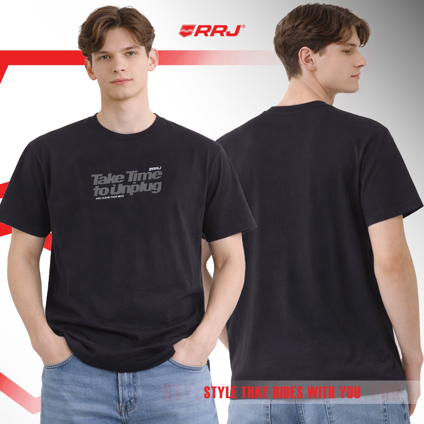 RRJ Men's Basic Tees Comfort Fitting 197606 (Black)