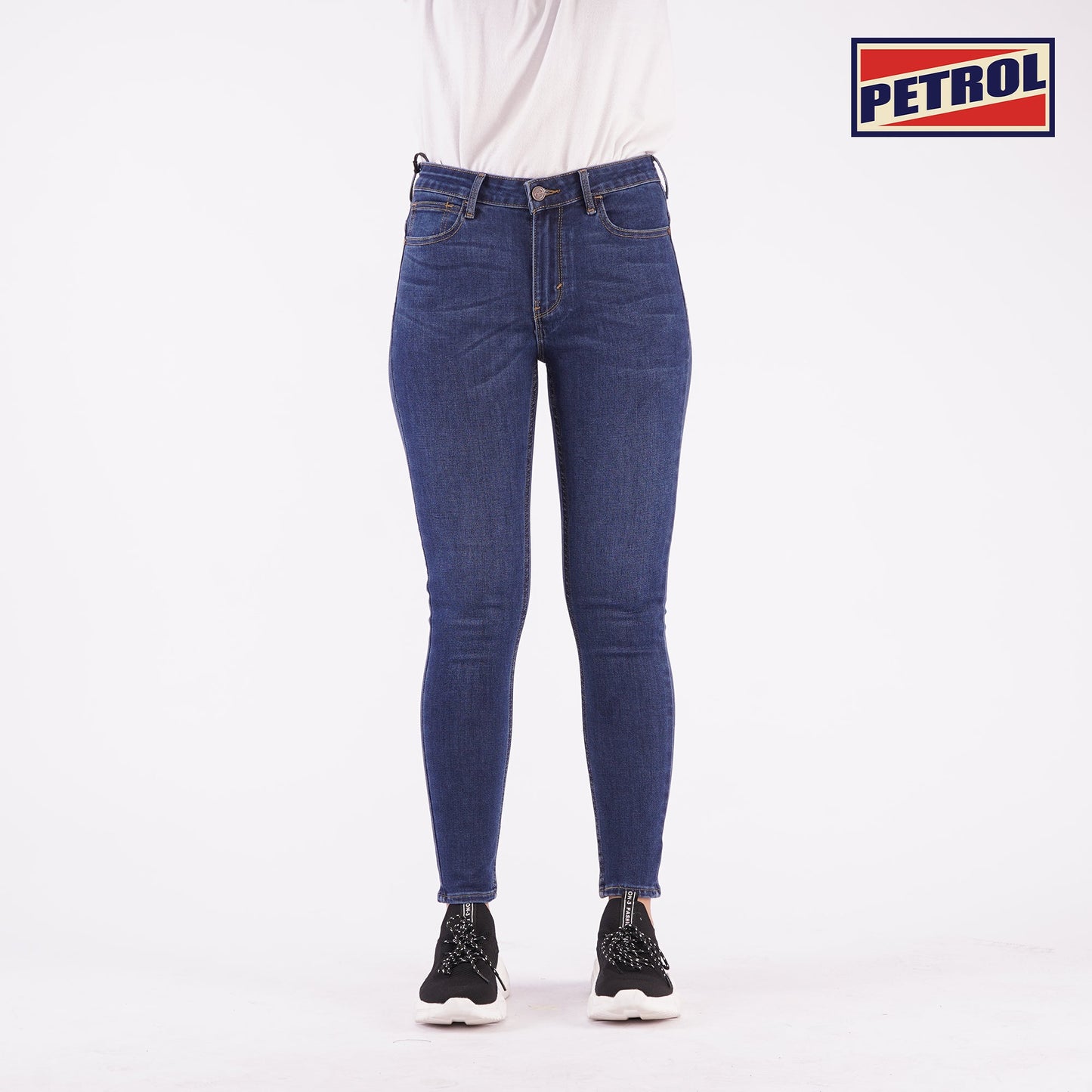 Petrol Ladies Basic Denim Stretchable Hi Waist Pants Super skinny fitting Extreme Wash Trendy fashion Casual Bottoms Medium Shade Denim Pants for Ladies 132672 (Medium Shade)