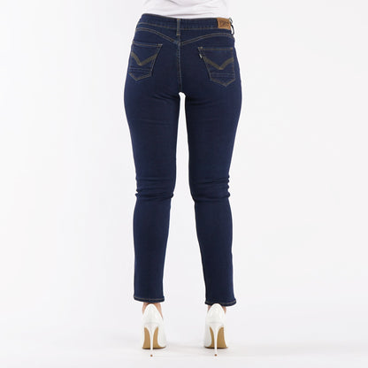 Petrol Ladies Basic Denim Fashionable Casual Apparel Stretchable Maong Pants For Women Slim Fitting Mid waist Trendy Fashion High Quality Stretchable Jeans For Women 136918-U (Dark Shade)