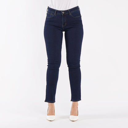 Petrol Ladies Basic Denim Fashionable Casual Apparel Stretchable Maong Pants For Women Slim Fitting Mid waist Trendy Fashion High Quality Stretchable Jeans For Women 136918-U (Dark Shade)