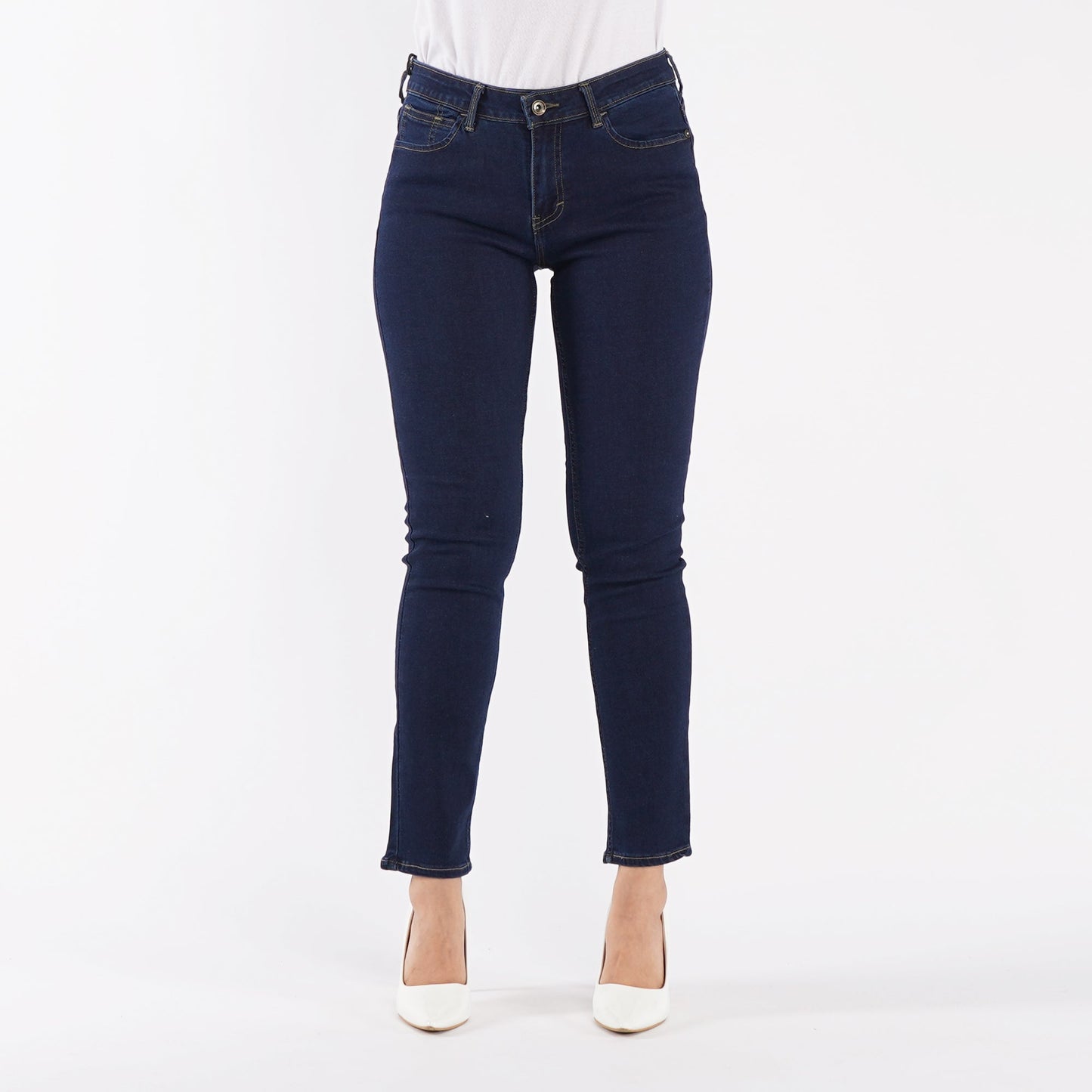 Petrol Ladies Basic Denim Fashionable Casual Apparel Stretchable Maong Pants For Women Slim Fitting Mid waist Trendy Fashion High Quality Stretchable Jeans For Women 136918-U (Dark Shade)
