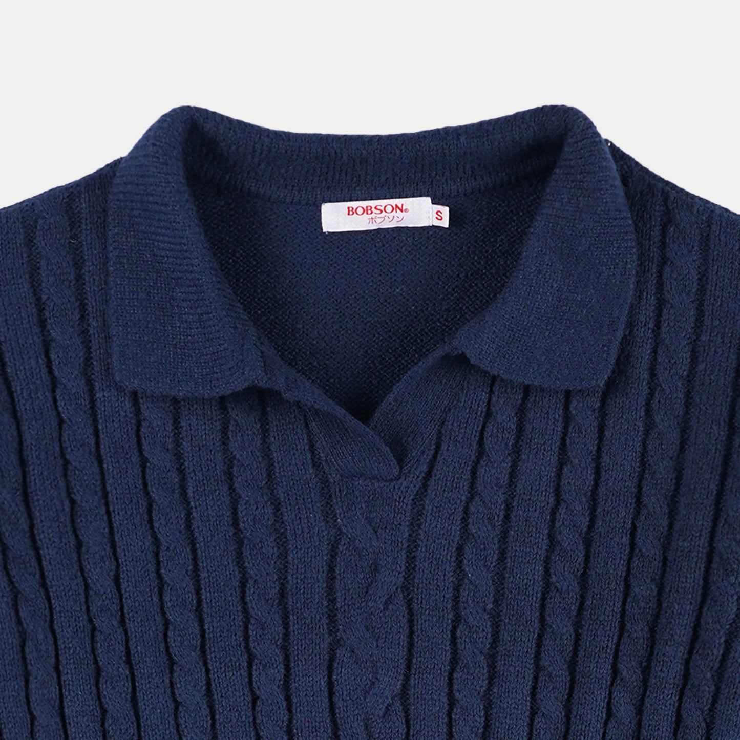 Bobson Japanese Ladies Basic Knitted Long sleeves Sweater for Women with Collar Trendy Fashion High Quality Apparel Comfortable Casual Jacket for Women Regular Fit 121683 (Navy)