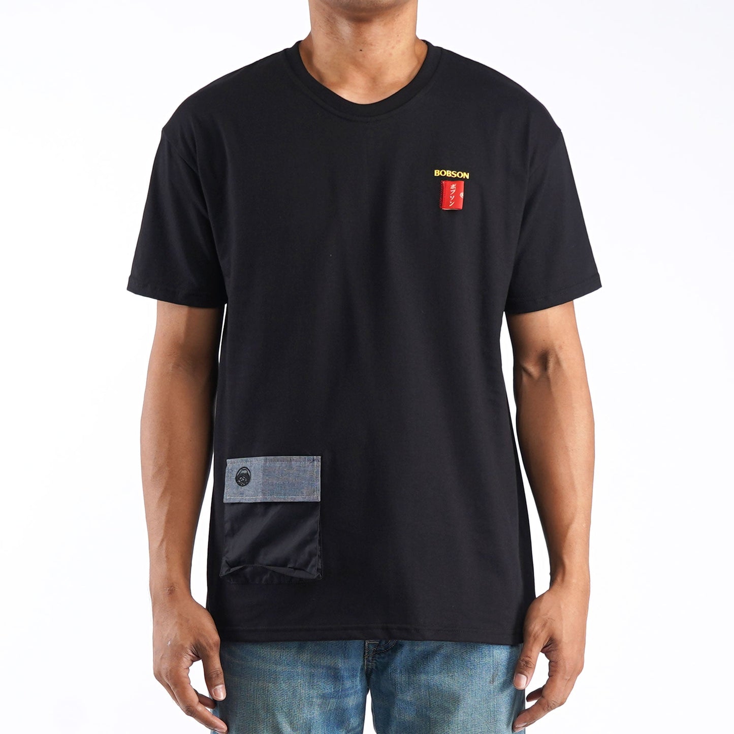 Bobson Japanese Men's Basic Round Neck Shirt for Men Trendy Fashion High Quality Apparel Comfortable Casual Tees for Men Comfort Fit 146749 (Black)