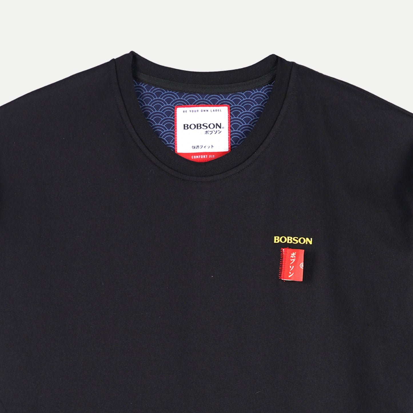 Bobson Japanese Men's Basic Round Neck Shirt for Men Trendy Fashion High Quality Apparel Comfortable Casual Tees for Men Comfort Fit 146749 (Black)