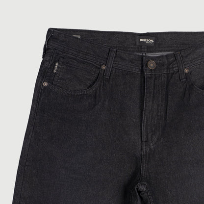 Bobson Japanese Men's Basic Denim Tapered Short Trendy Fashion High Quality Apparel Comfortable Casual short Mid Waist 150792 (Black)