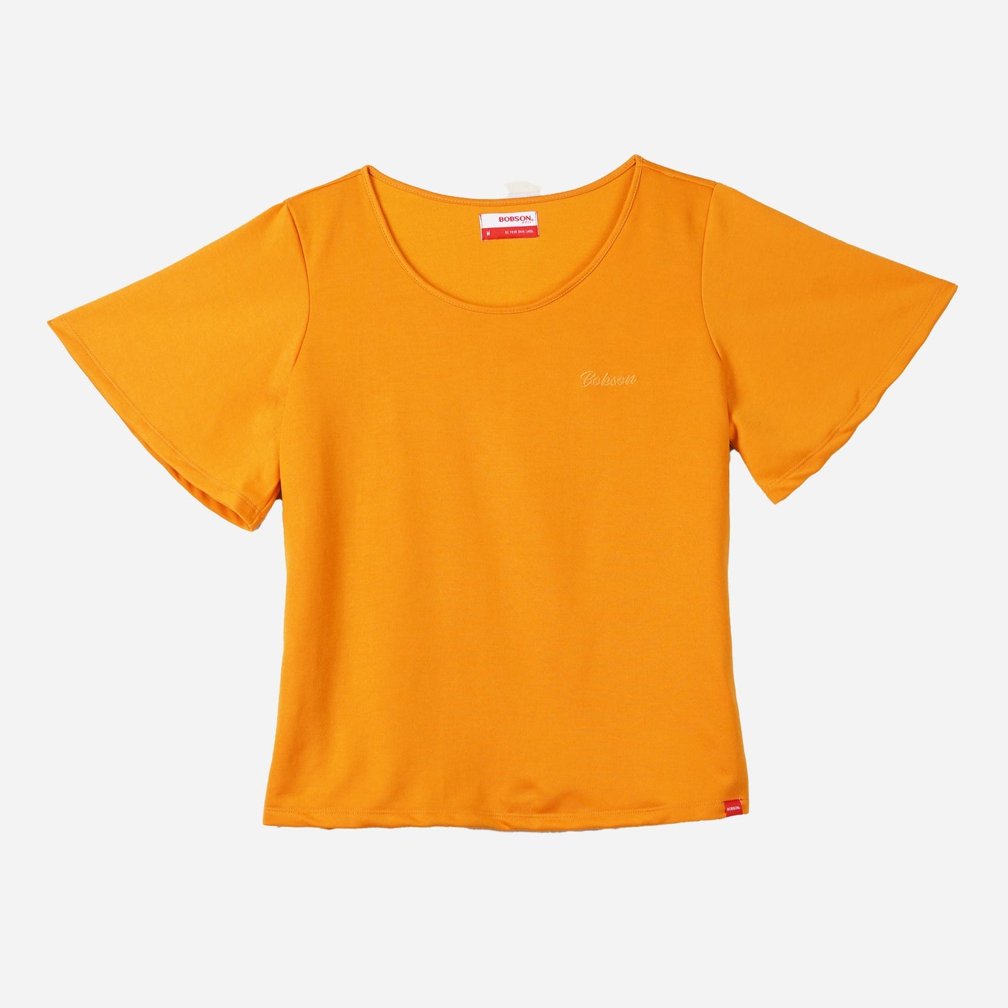 Bobson Ladies Basic Round Neck Tees for Women Trendy Fashion High Quality Apparel Comfortable Casual Blouse for Women Boxy Fit 141870-U (Yellow Gold)