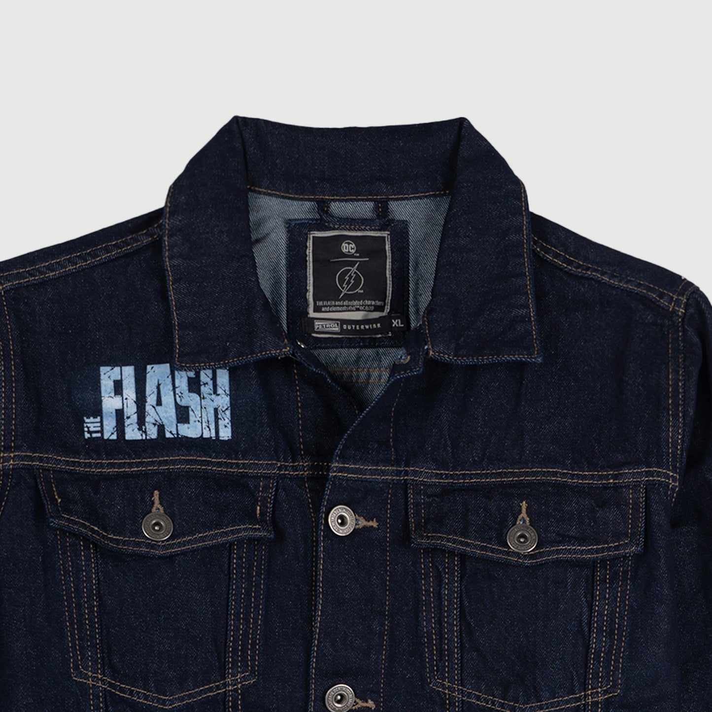 Petrol The Flash Men's Basic Denim Jacket  With Back Print Graphic Design  Regular Fitting Trendy Fashion High Quality Apparel Comfortable Casual Jacket for Men 147274 (Dark Wash)