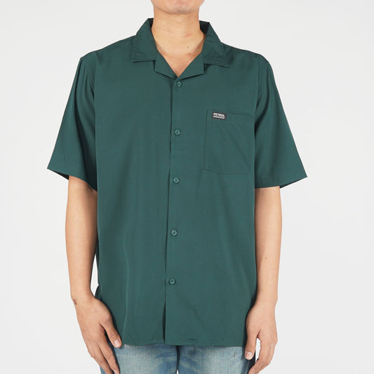 Petrol Mens Basic Woven Comfort Fitting Printed Short Sleeve Polo for Men Trendy Fashion High Quality Apparel Comfortable Casual Polo for Men 140557-U (Dark Green)