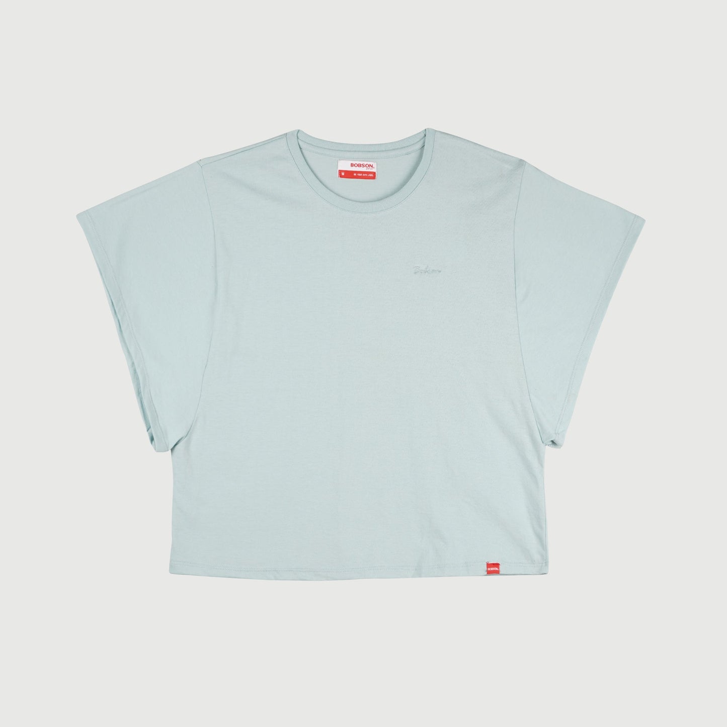 Bobson Japanese Ladies Basic Round Neck T shirt For Women Trendy Fashion High Quality Apparel Comfortable Casual Tees Relaxed Fit 142177 (Smoke Blue)