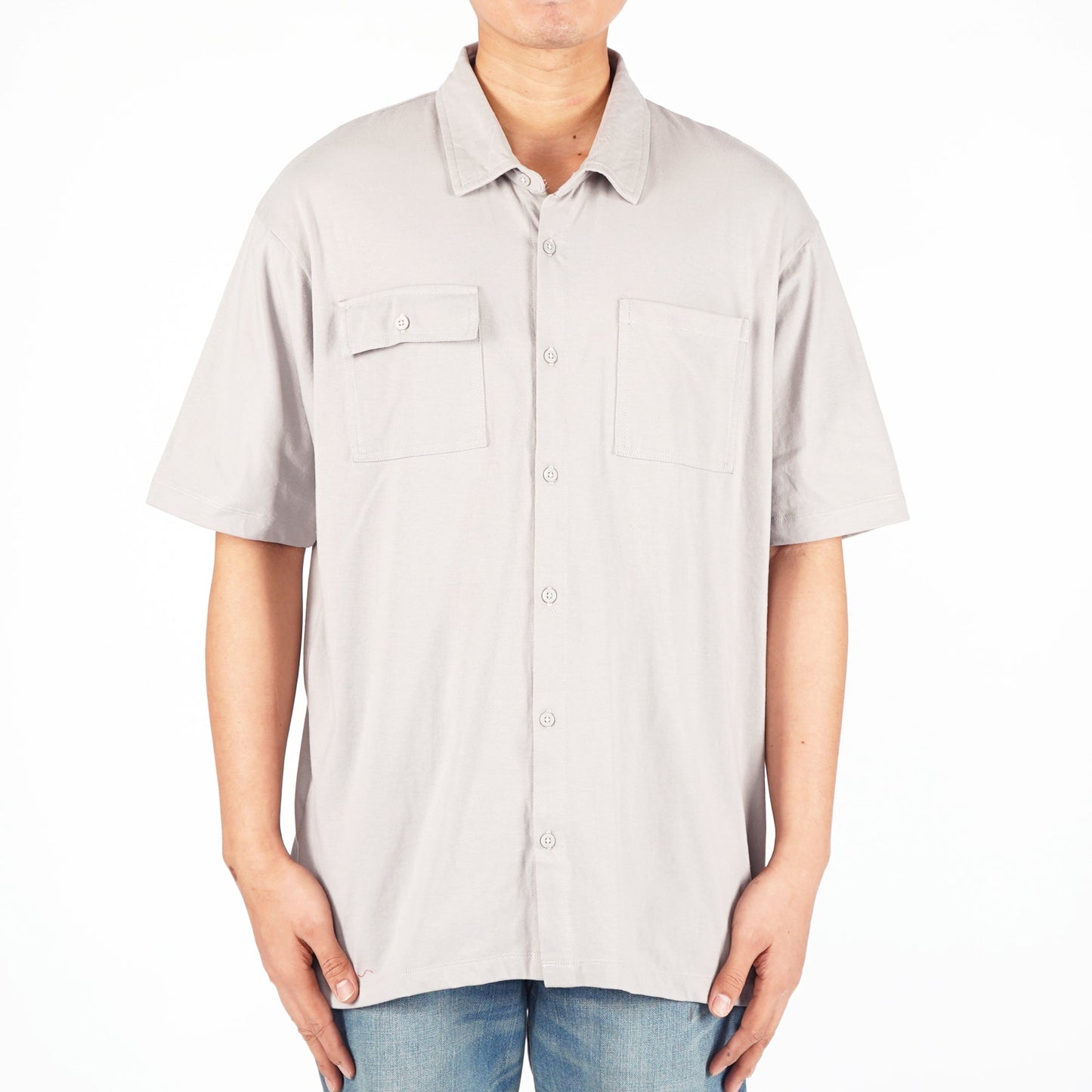 RRJ Men's Basic Woven Short sleeve Polo for Men Regular Fitting Trendy Fashion High Quality Apparel Comfortable Casual Polo for Men 146772 (Light Gray)