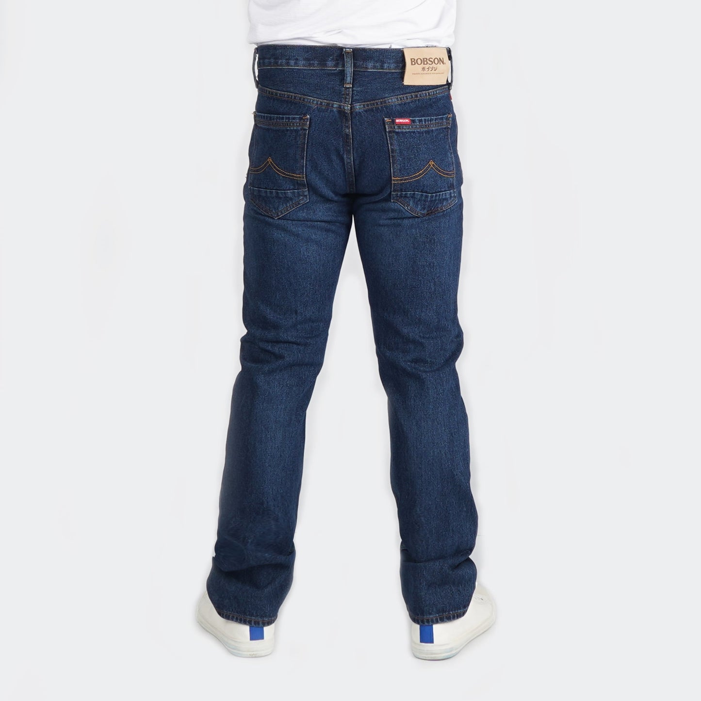 Bobson Japanese Men's Basic Denim Slim Straight Trendy Fashion High Quality Apparel Comfortable Casual Jeans for Men Mid Waist 150780 (Dark Shade)