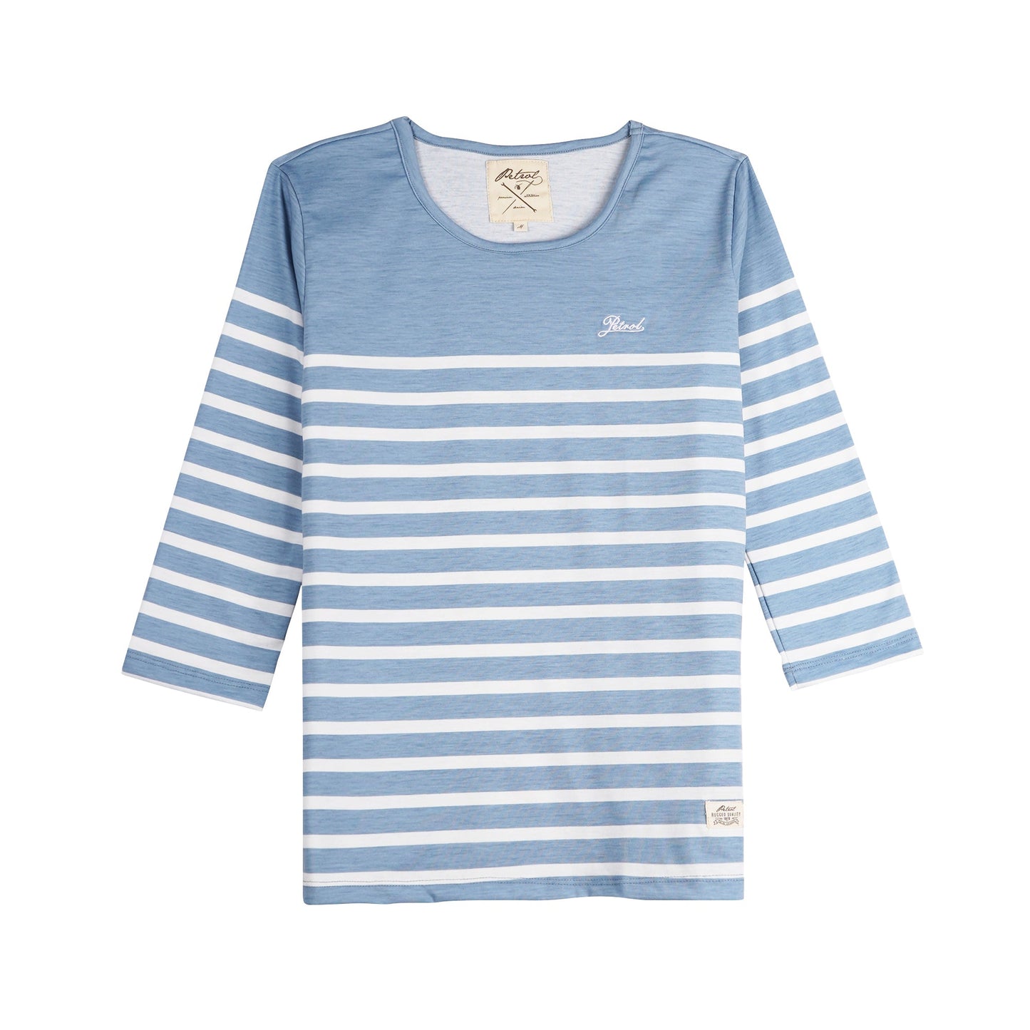 Petrol Basic Tees for Ladies Regular Fitting Shirt Stripe Jersey Fabric Trendy fashion Casual Top Smoke Blue T-shirt for Ladies 118743 (Smoke Blue)