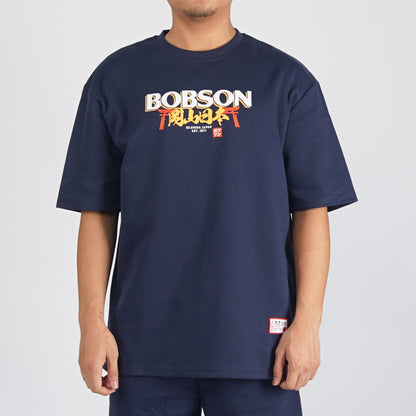 Bobson Japanese Men's Basic Tees Round Neck Tees for Men Trendy fashion High Quality Apparel Comfortable Casual Top for Men Boxy Fit 116854 (Navy)
