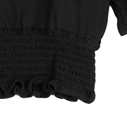 RRJ Basic Tees for Ladies Crop Fitting Shirt Trendy fashion Plain Ribbed Fabric Casual Top Black T-shirt for Ladies 145697 (Black)