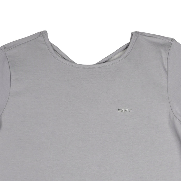 RRJ Basic Tees for Ladies Slim Fitting Ribbed Fabric Trendy fashion Casual Top Gray Tees for Ladies 141023 (Gray)