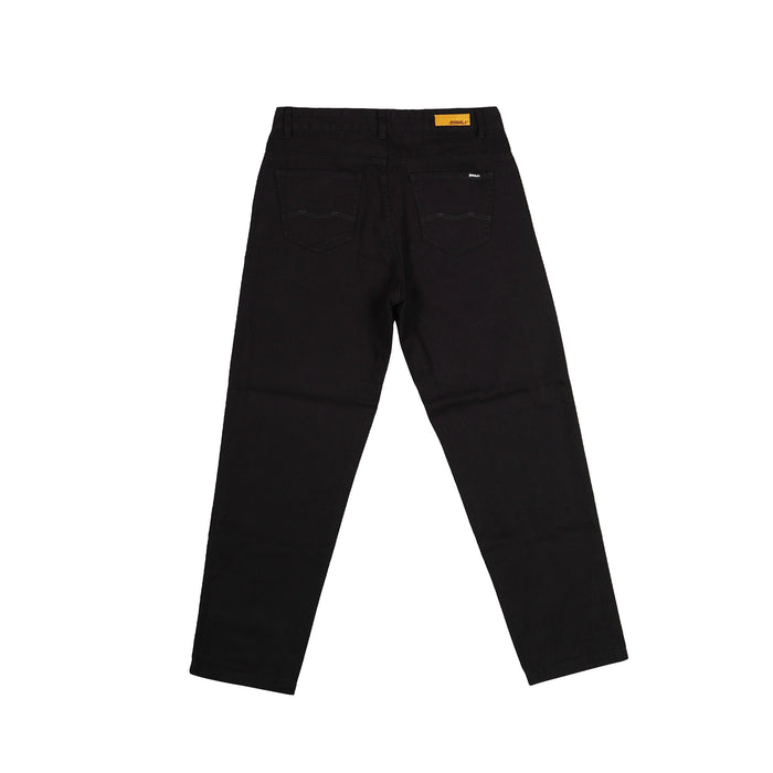 RRJ Ladies' Basic Denim Mid Waist Pants Straight cut fitting Trendy fashion Mom Boy Friend Jeans Casual Bottoms Black Pants for Women's 146108-U (Black)
