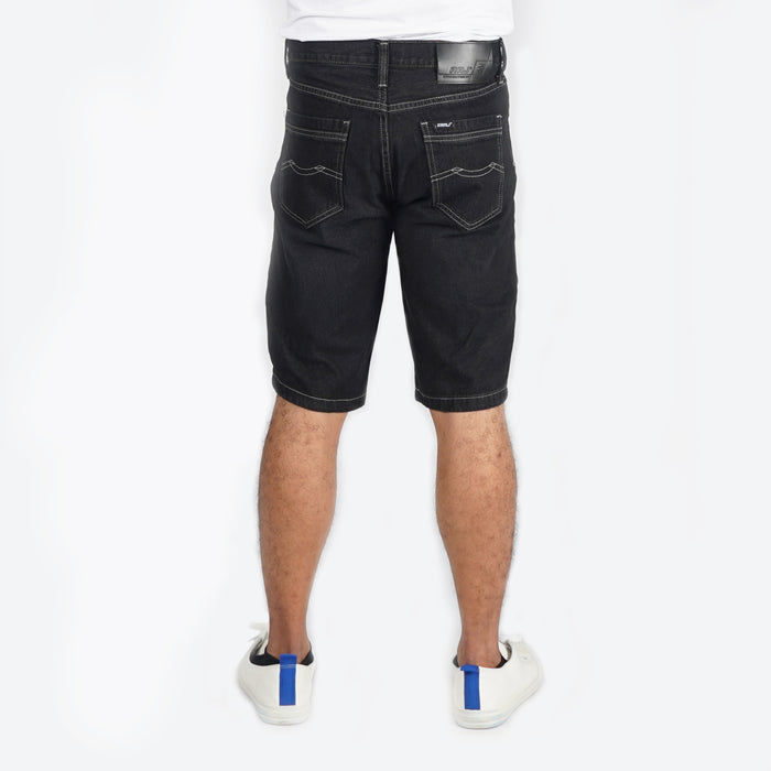 RRJ Men's Basic Denim Tapered Short Trendy Fashion High Quality Apparel Comfortable Casual short Mid Waist 153674 (Black)