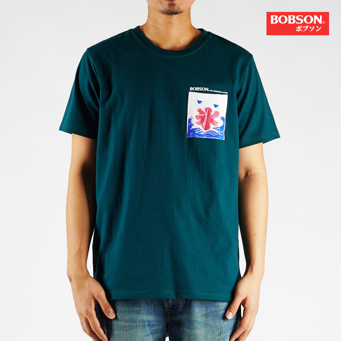 Bobson Japanese Men's Basic Round Neck Tees for Men Trendy fashion High Quality Apparel Comfortable Casual Top for Men Slim Fit 151055-U (Teal)