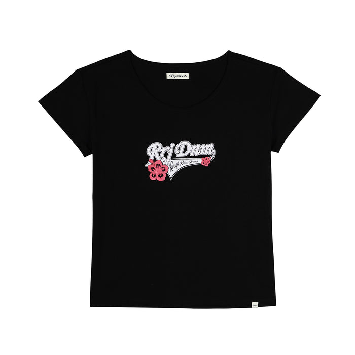 RRJ Basic Tees for Ladies Boxy Fitting Shirt CVC Jersey Fabric Trendy fashion Casual Top Black T-shirt for Ladies 144688-U (Black)